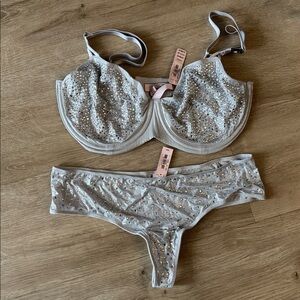 Victoria's Secret Silver Sparkle Bra and Panty Set